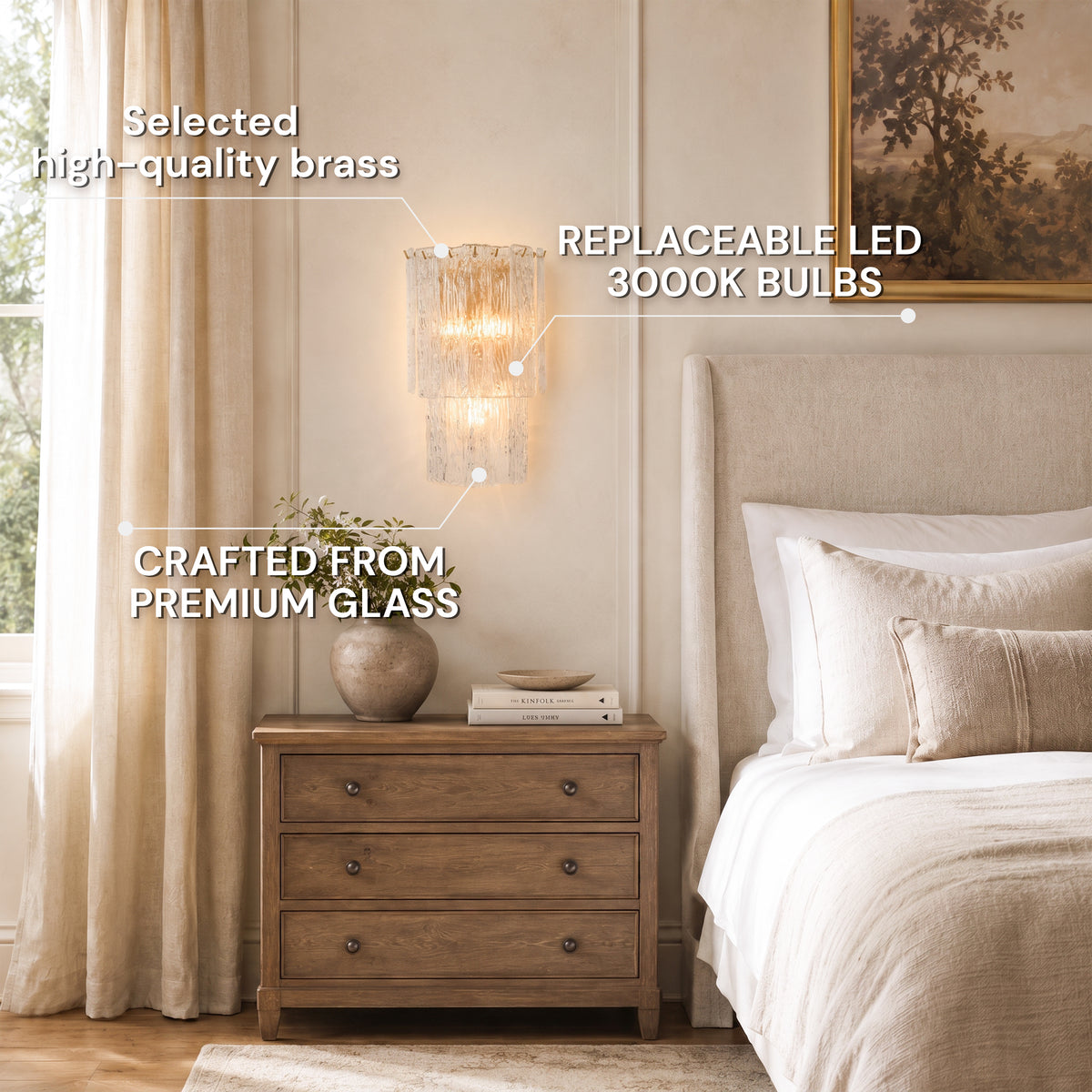 Solvienne Textured Glass Tiered Wall Sconce 10"W