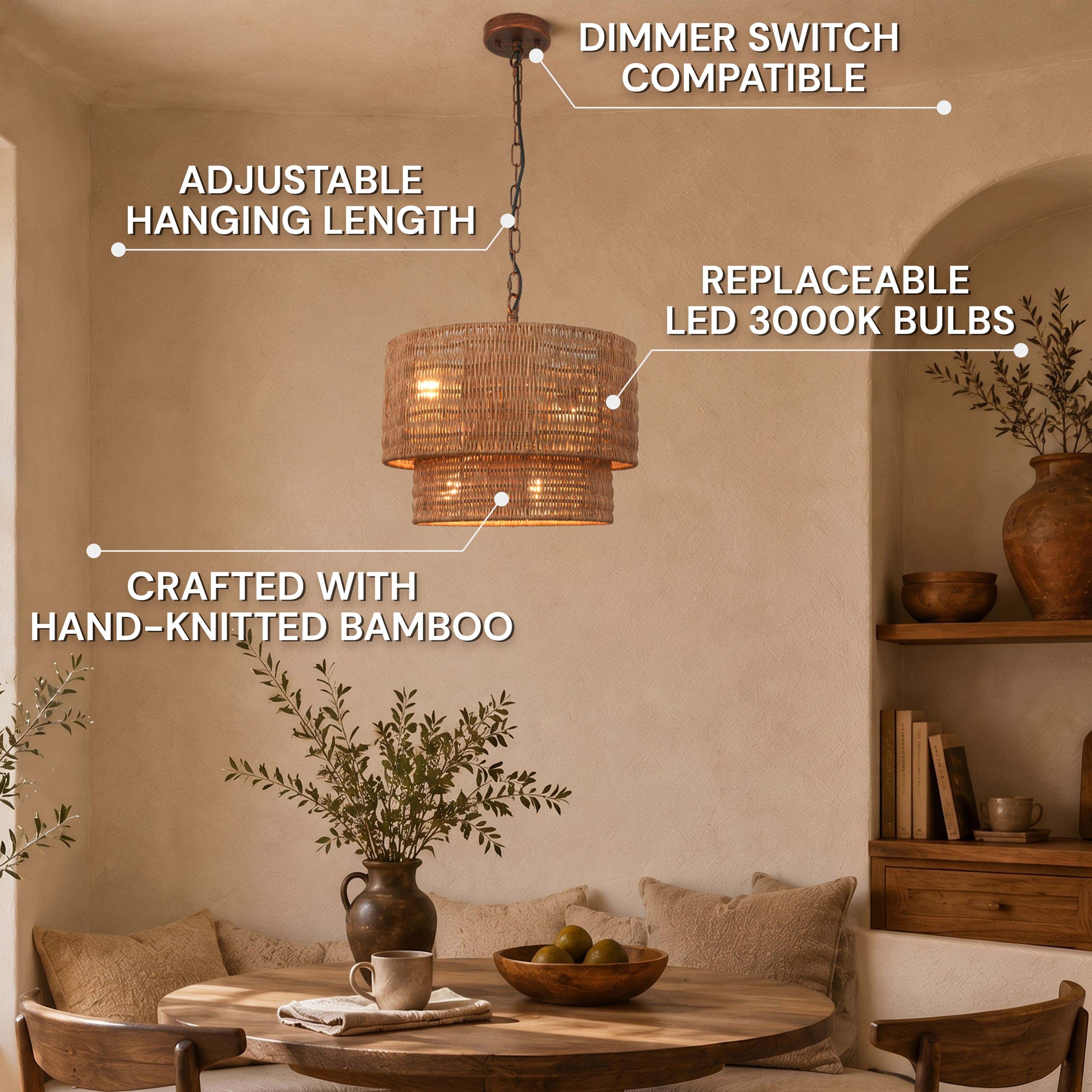 Cavana Rattan Round Pendant 16"D