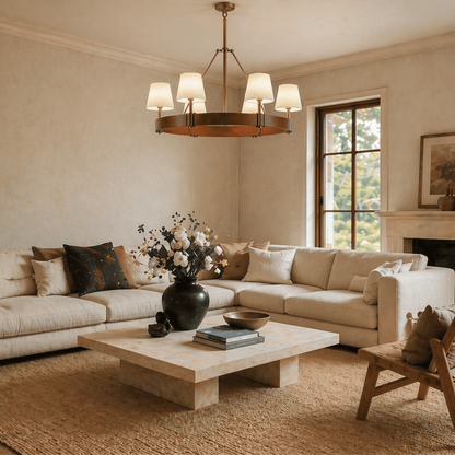Corvella Leather Round Chandelier