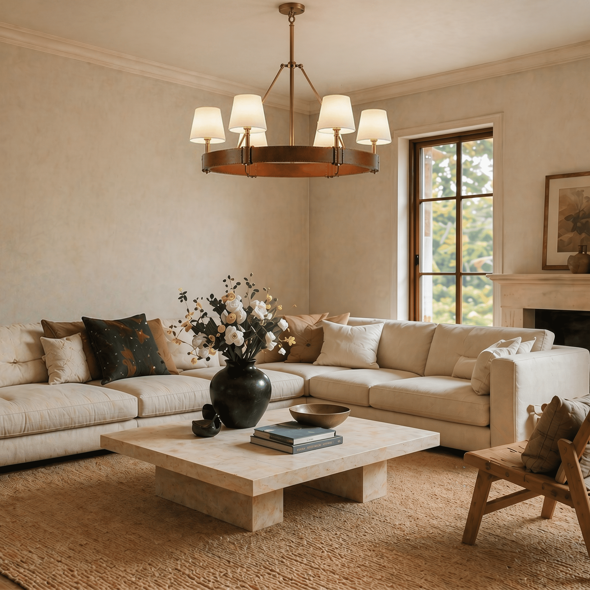 Corvella Leather Round Chandelier 34"D