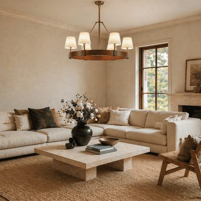 Corvella Leather Round Chandelier 34"D