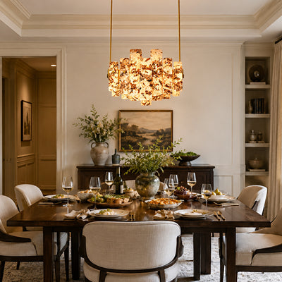 Pietra Amber Marble Panel Chandelier 27.5"W