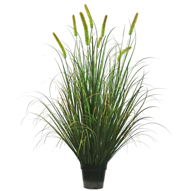 Artificial 8-Head Long Cat Tail with Curved Onion Grass Bonsai 7.1"H