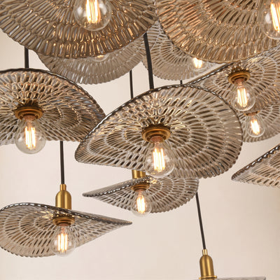 Mirelune Glass Disc Round Chandelier 36"D 