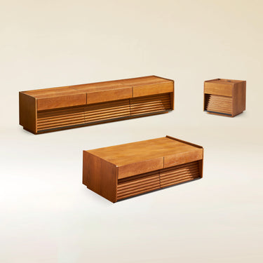 Devon Oak Media Console  And Coffee Table Set