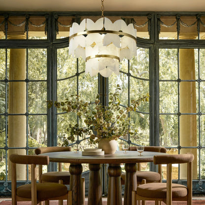 Cloudscape Alabaster Brass 2-Layer Chandelier 22"D