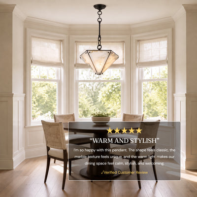 Pietra White Marble Hexagonal Lantern Pendant 15.7"D