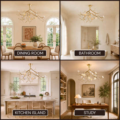 Floravine Ceramic Floral Branch Chandelier 47.2"W