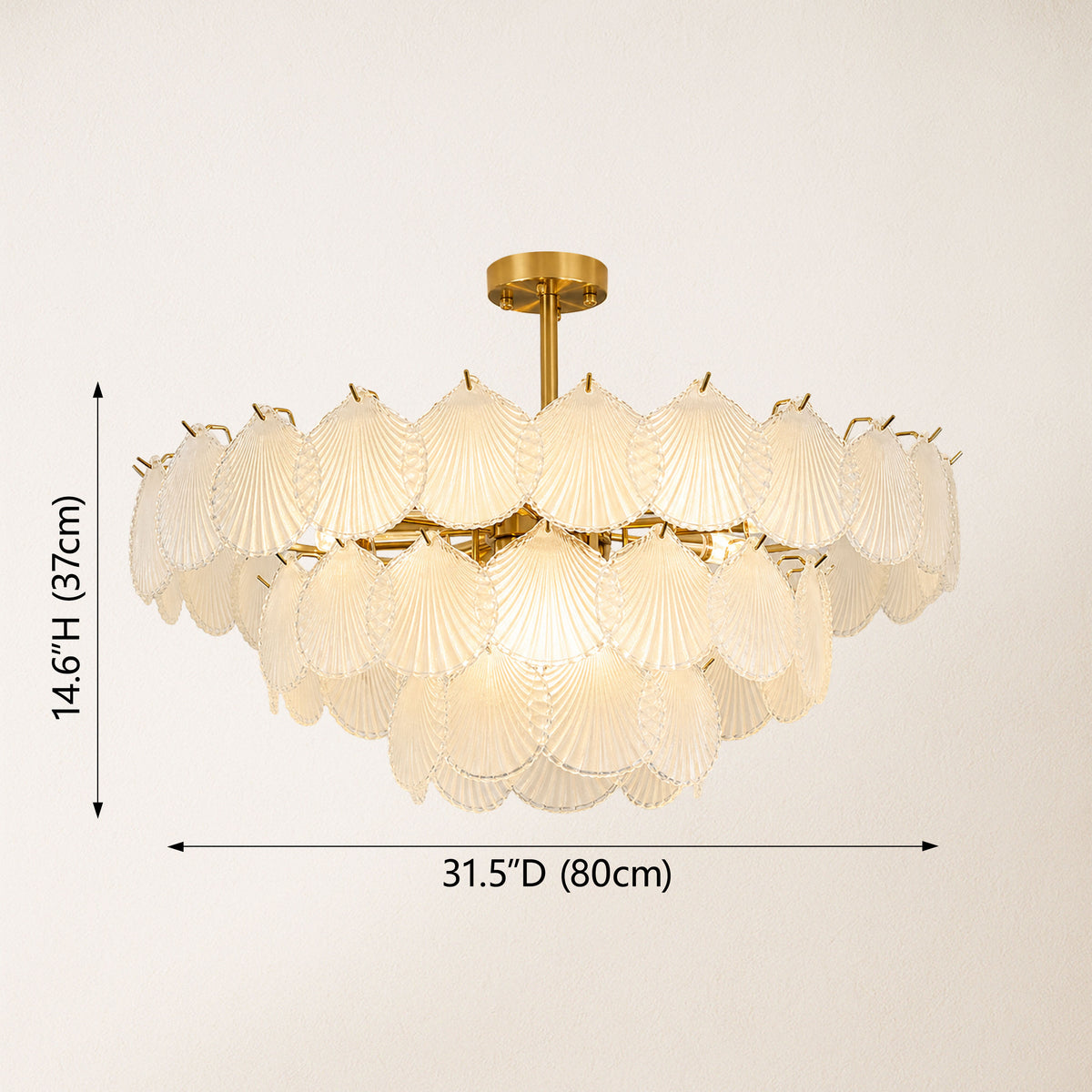 Marivelle Luxury Shell Glass Chandelier
