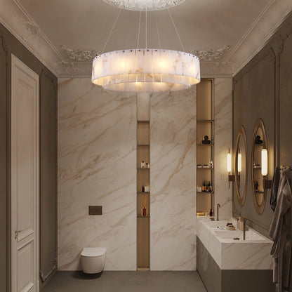Sawyer Alabaster Round Chandelier 31.5"