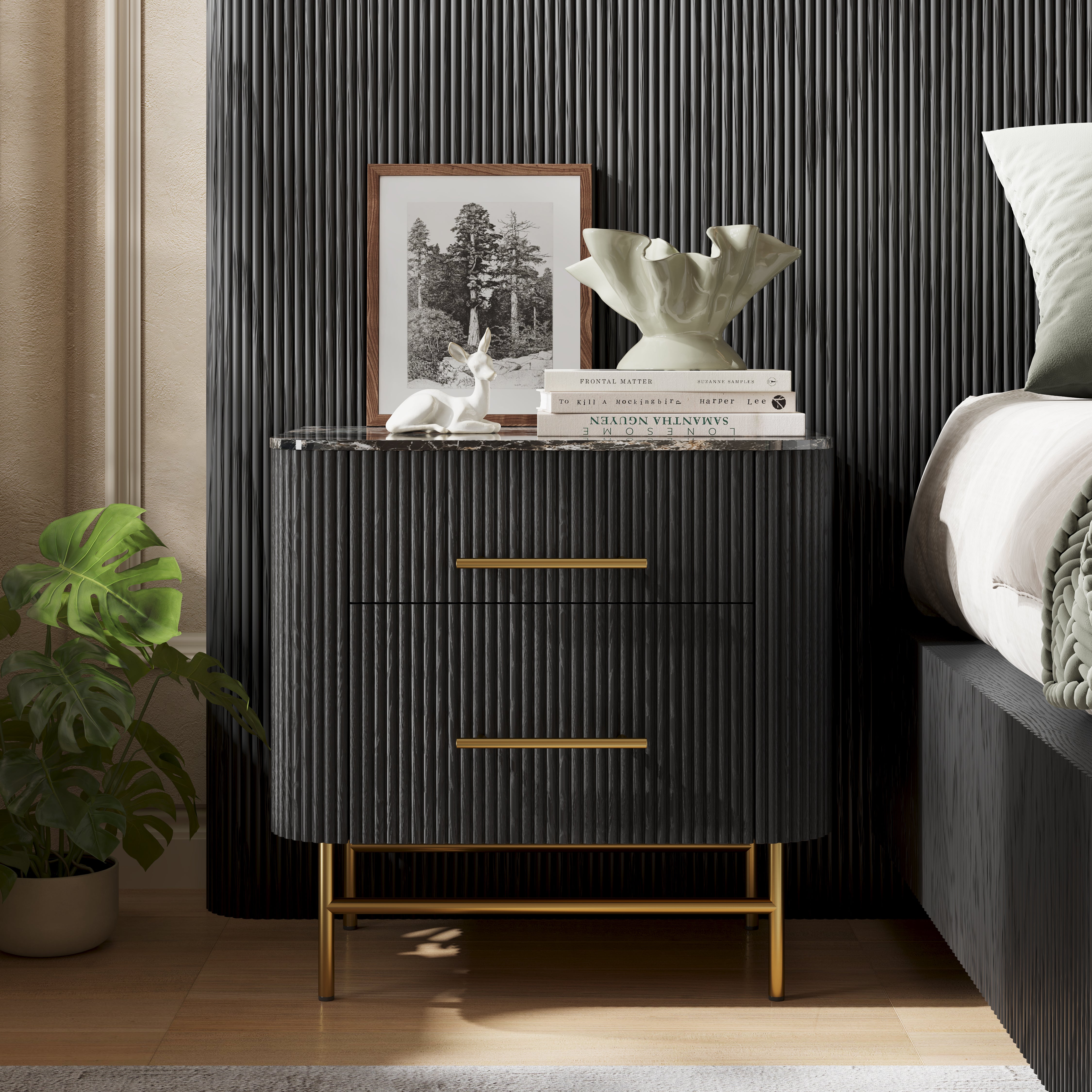 Ewan Sintered Stone Nightstand 26"W