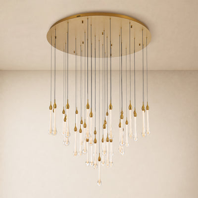 Olivene Glass Teardrop Round Chandelier 48"D