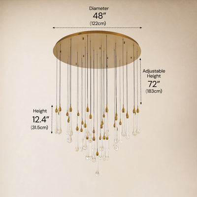 Olivene Glass Teardrop Round Chandelier 48"D 