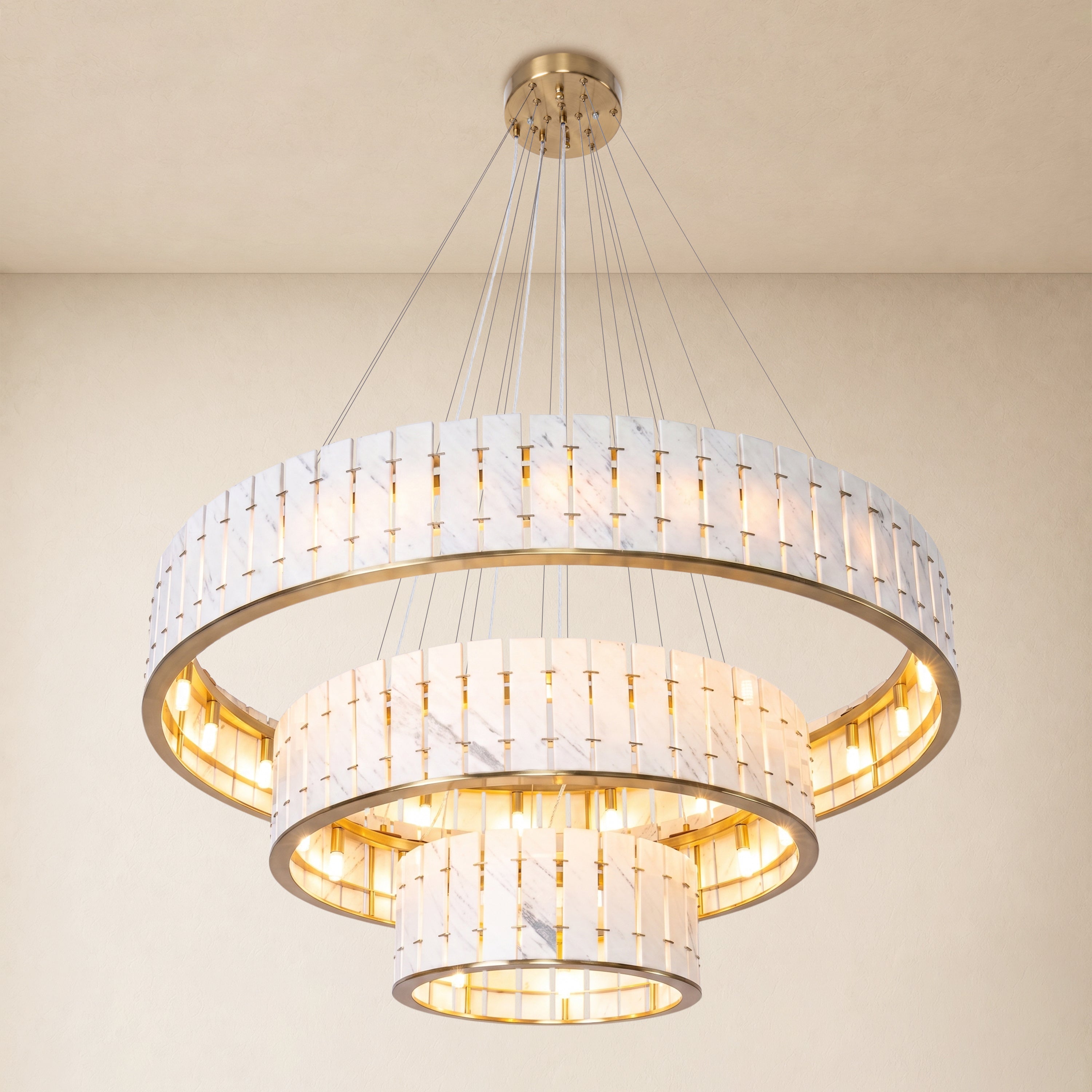 Pietra Marble Tiered Round Chandelier 49"D