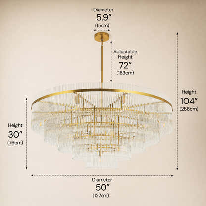 Elyndra Glass Rod Tiered Round Chandelier 30" 40" 50"D