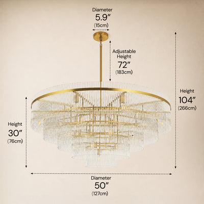 Elyndra Glass Rod Tiered Round Chandelier 30" 40" 50"D