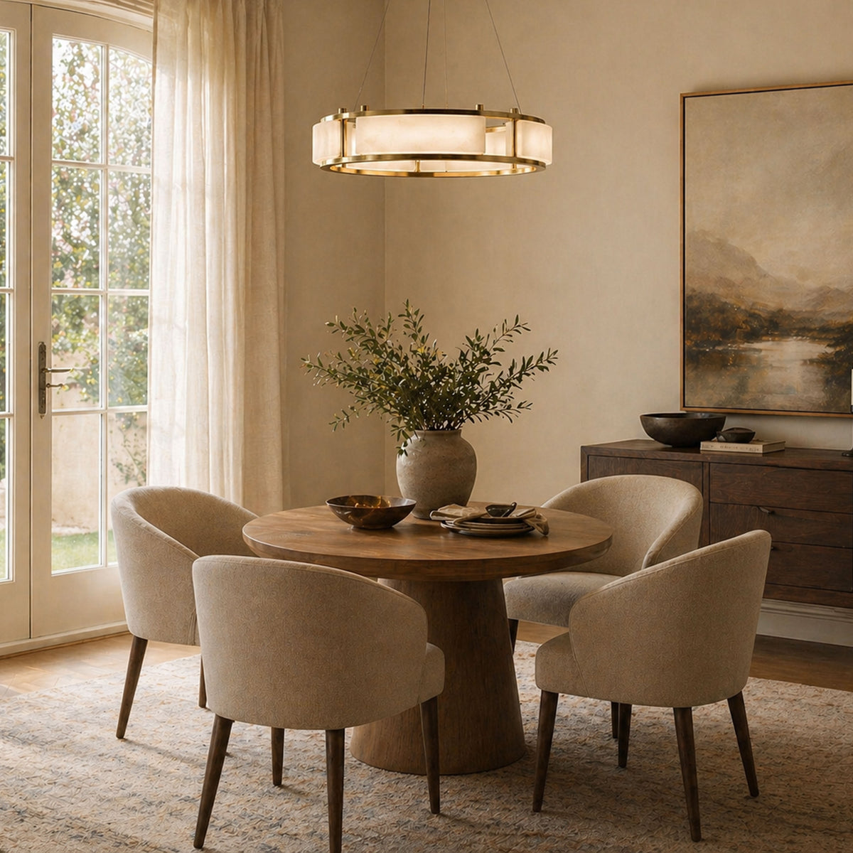 Serenique Qatar Alabaster Round Chandelier