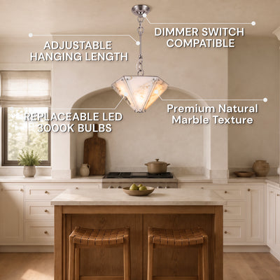 Pietra White Marble Hexagonal Lantern Pendant 15.7"D
