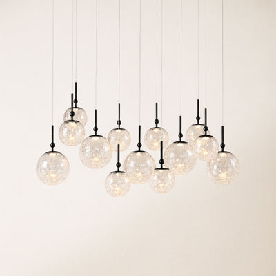 Elowen Crackled Glass Cluster Rectangular Chandelier