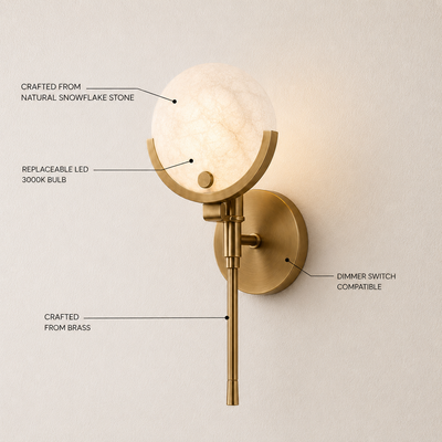 Alabaster Ava Brass Wall Lamp