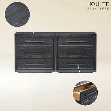 Alvar 63″ Oak 6-Drawer Chest(Set of 2)