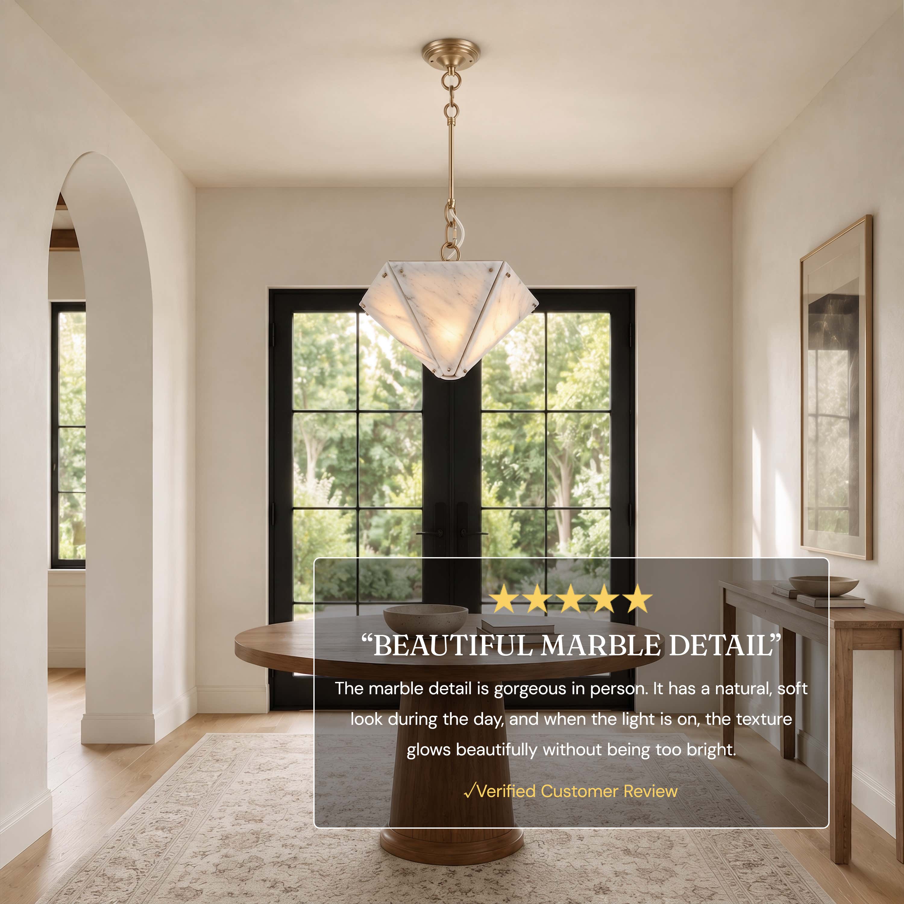Pietra White Marble Hexagonal Lantern Pendant 15.7"D