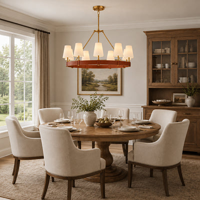 Corvella Leather Custom Round Chandelier 48" 60"W
