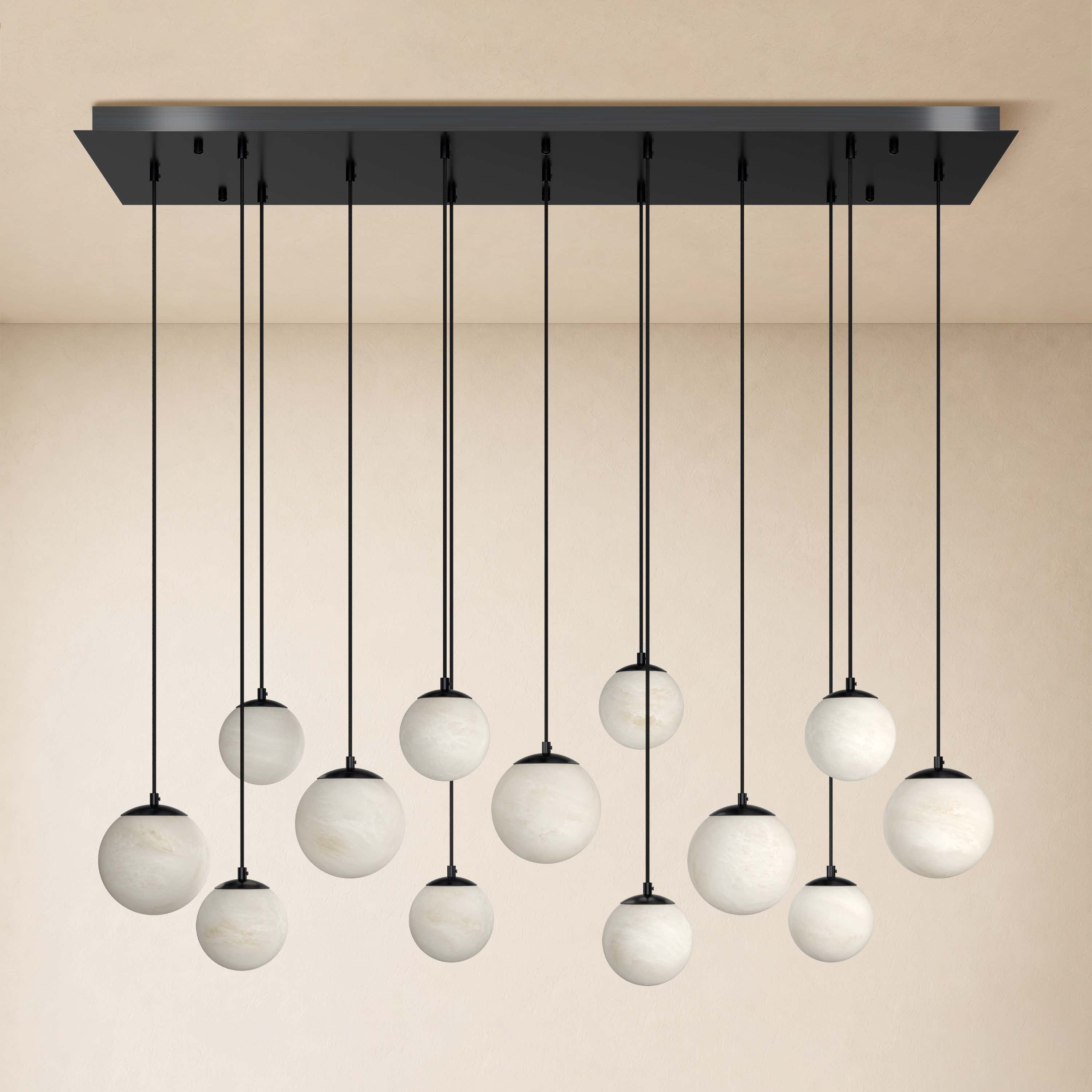 Elviora Resin Alabaster Globe Rectangular Chandelier