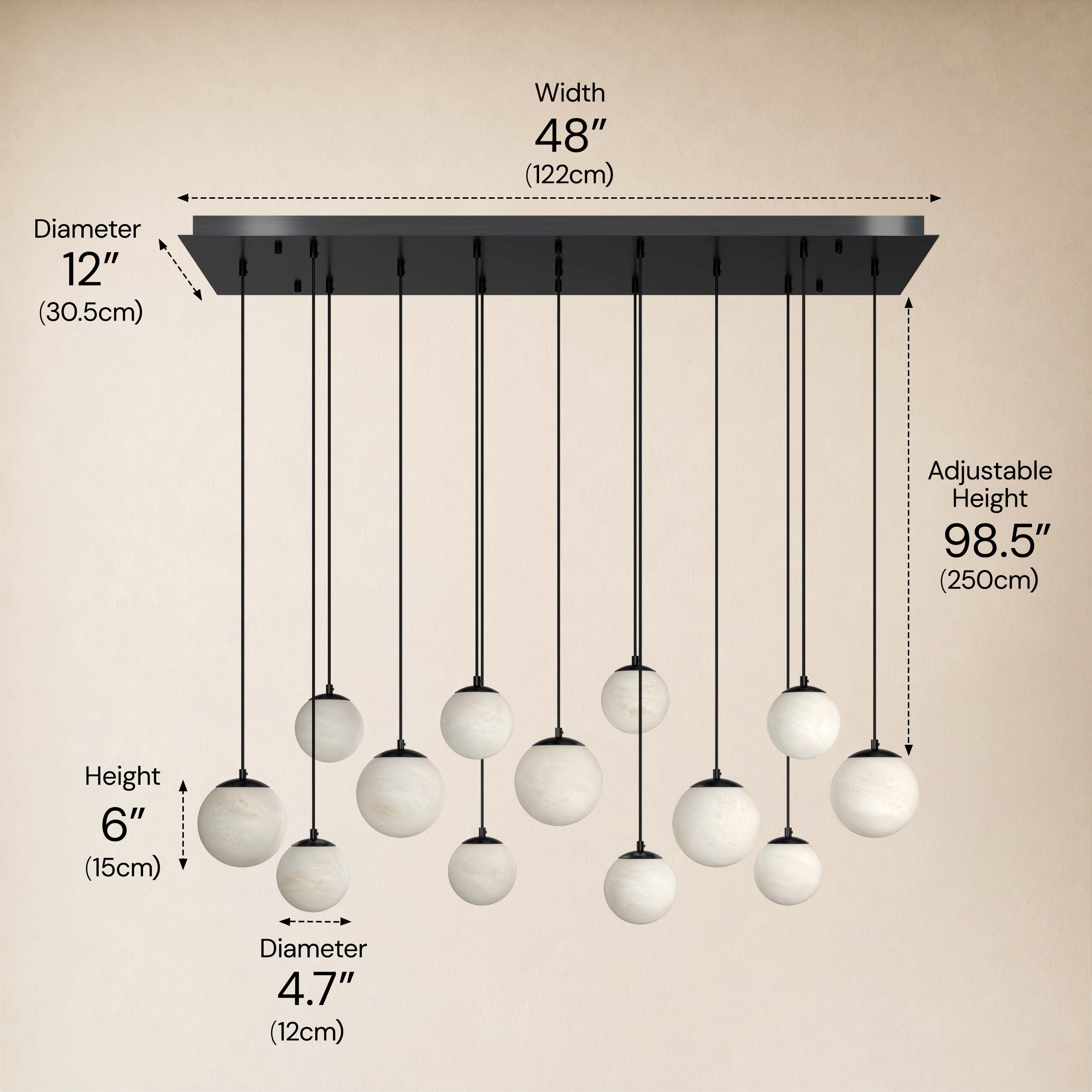 Elviora Resin Alabaster Globe Rectangular Chandelier