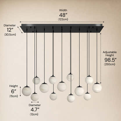 Elviora Resin Alabaster Globe Rectangular Chandelier