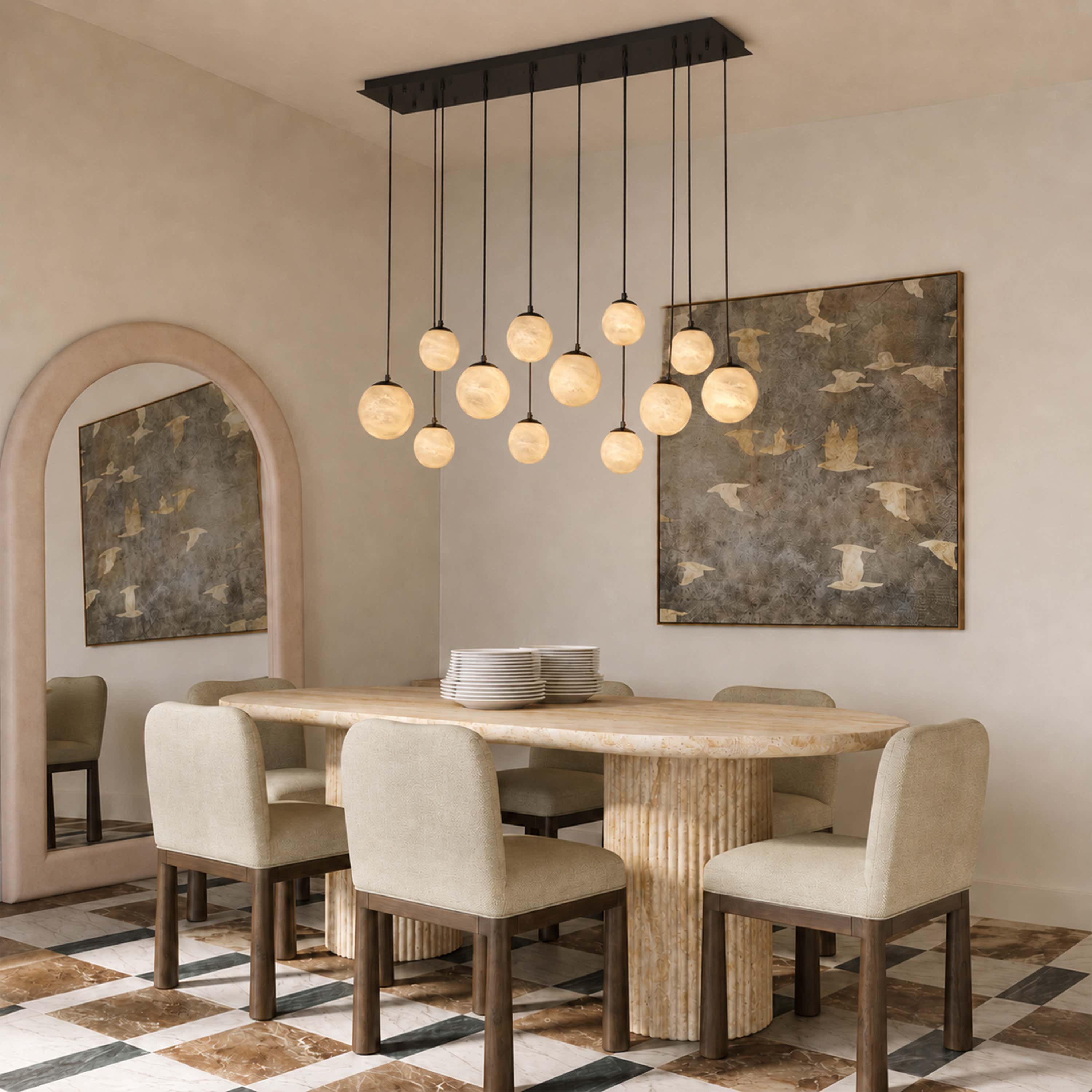 Elviora Resin Alabaster Globe Rectangular Chandelier