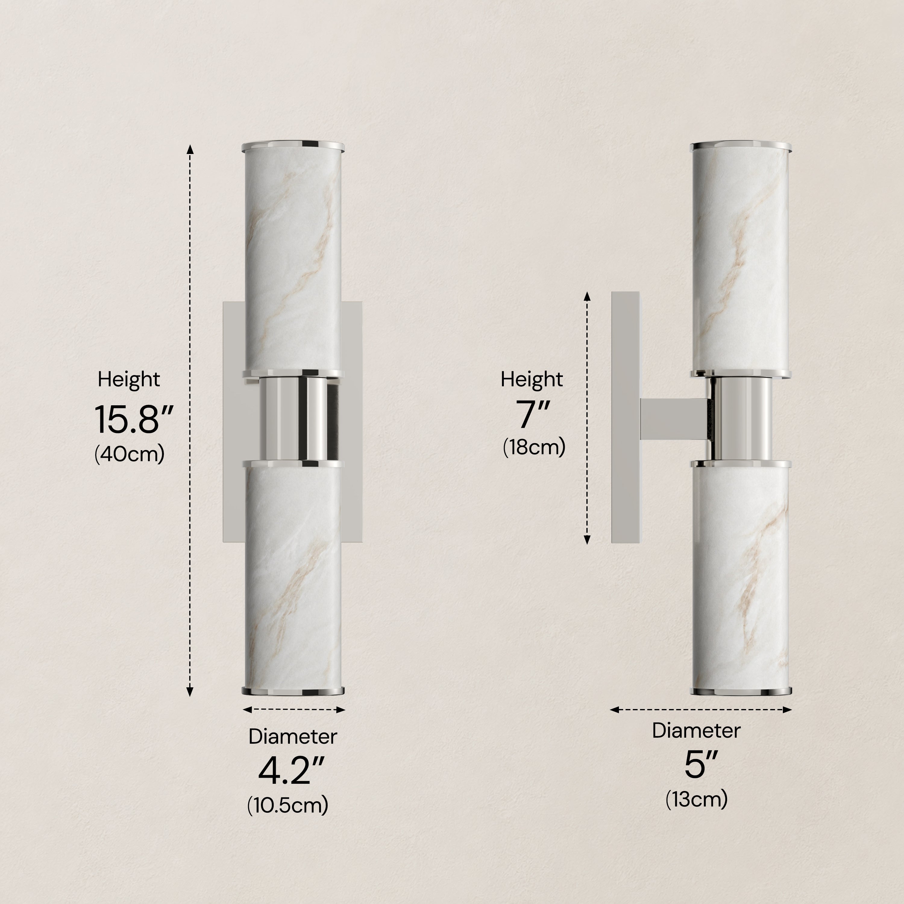 Nuvarelle Resin Double Cylinder Wall Sconce 15.8" 22"H