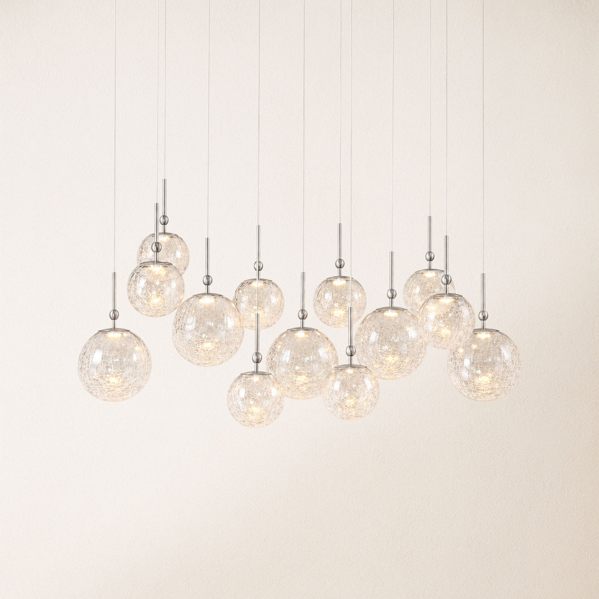 Elowen Crackled Glass Cluster Rectangular Chandelier