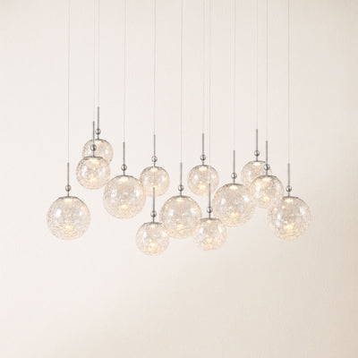 Elowen Crackled Glass Cluster Rectangular Chandelier