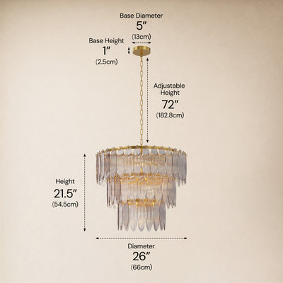 Ardelyne Glass Three-Tier Round Chandelier 26-38"D 