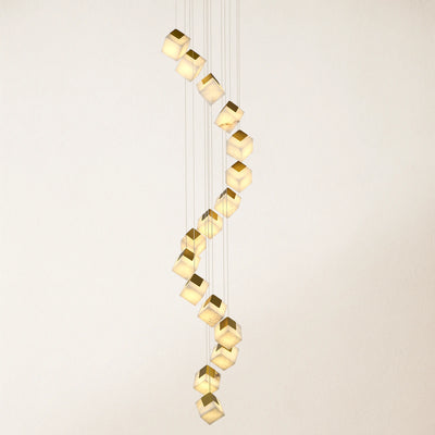 Dave Alabaster High Ceiling Staircase Chandelier 24"D