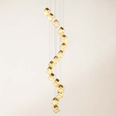 Dave Alabaster High Ceiling Staircase Chandelier 20"D#Finish_Gold