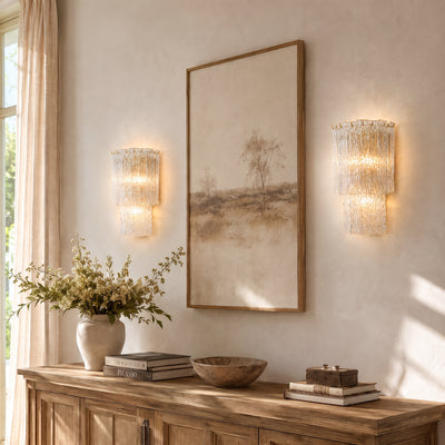 Solvienne Textured Glass Tiered Wall Sconce 10"W