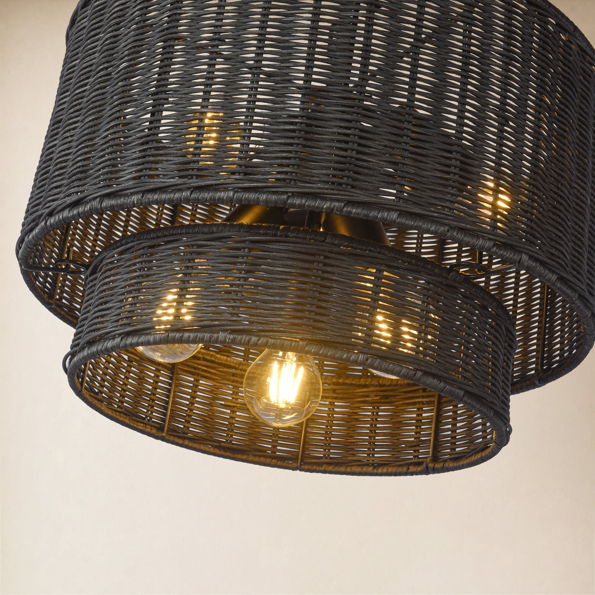 Cavana Rattan Tiered Round Pendant 16.1"D