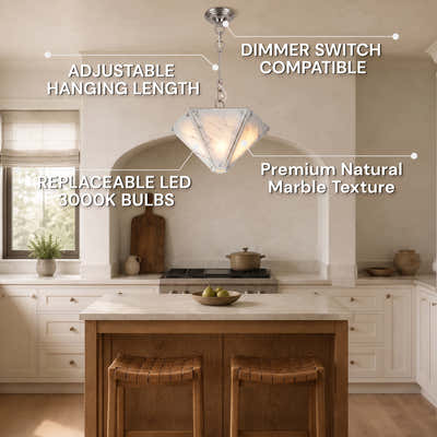 Pietra White Marble Hexagonal Lantern Pendant 15.7"D