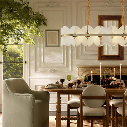 Cloudscape Alabaster Single-Tier Brass Chandelier 39″W
