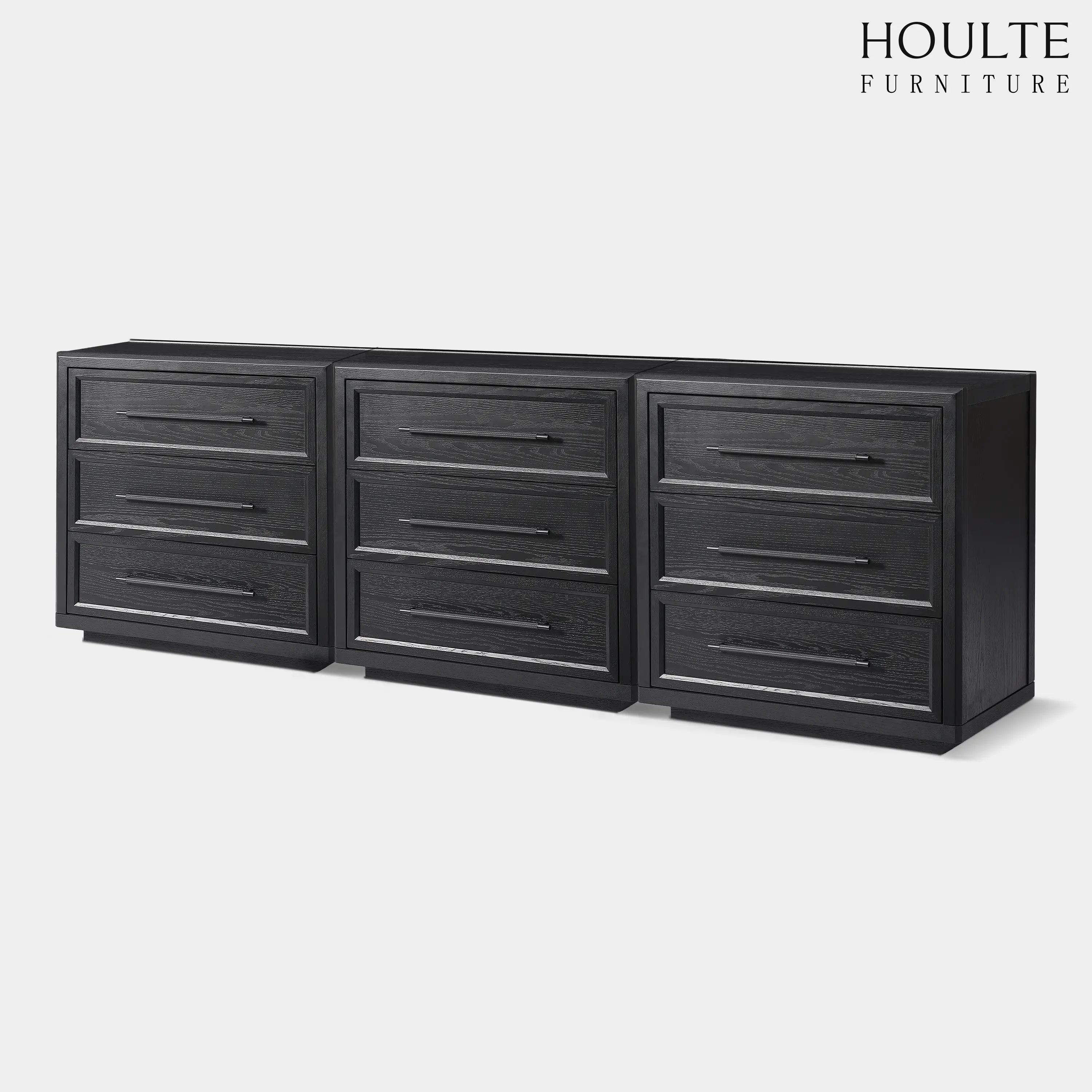 Alvar 94.5″ Oak 9-Drawer Chest(Set of 3)