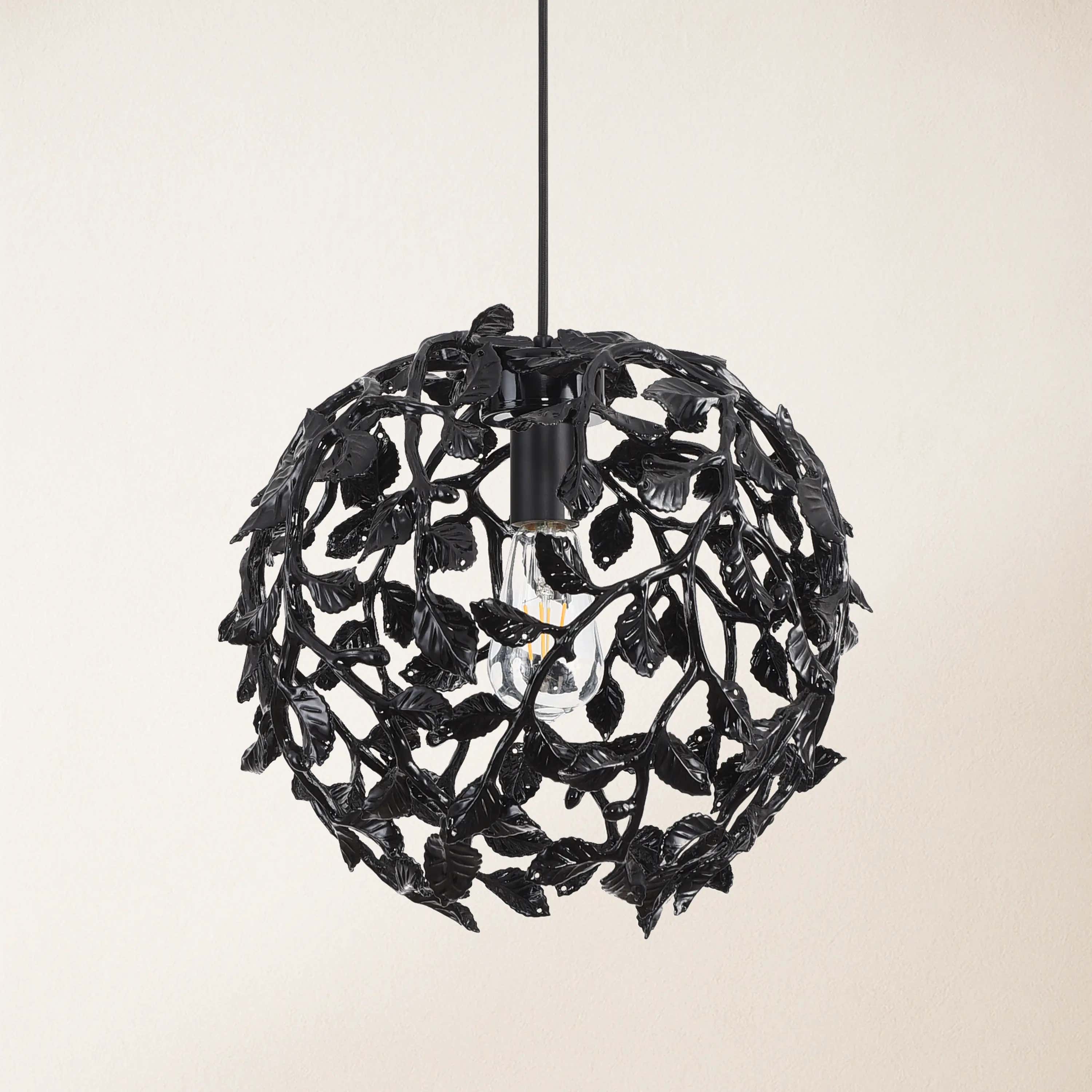 Elara Black Spherical Cage Chandelier  14"D
