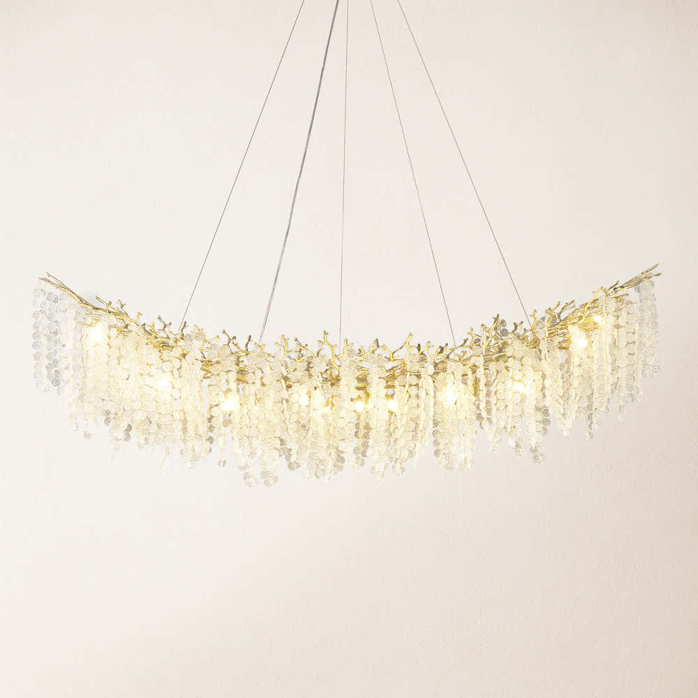 Shiro Noda Crystal Tree Branch Linear Chandelier 72"W#Finish_Gold