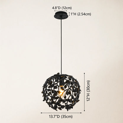Elara Black Spherical Cage Chandelier  14"D