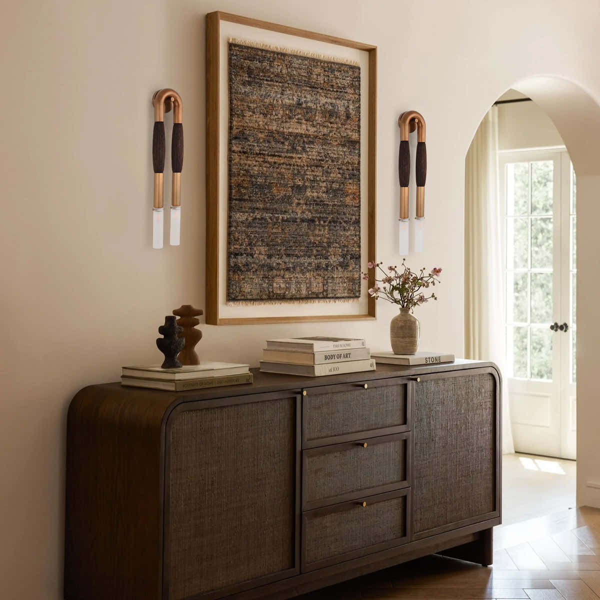 Solid brass wall sconce detail