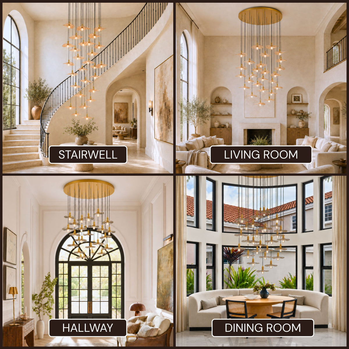 Mirelune Glass Disc Round Chandelier 48"D