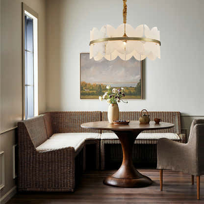 Cloudscape Alabaster Brass 1-Layer Chandelier 24"D