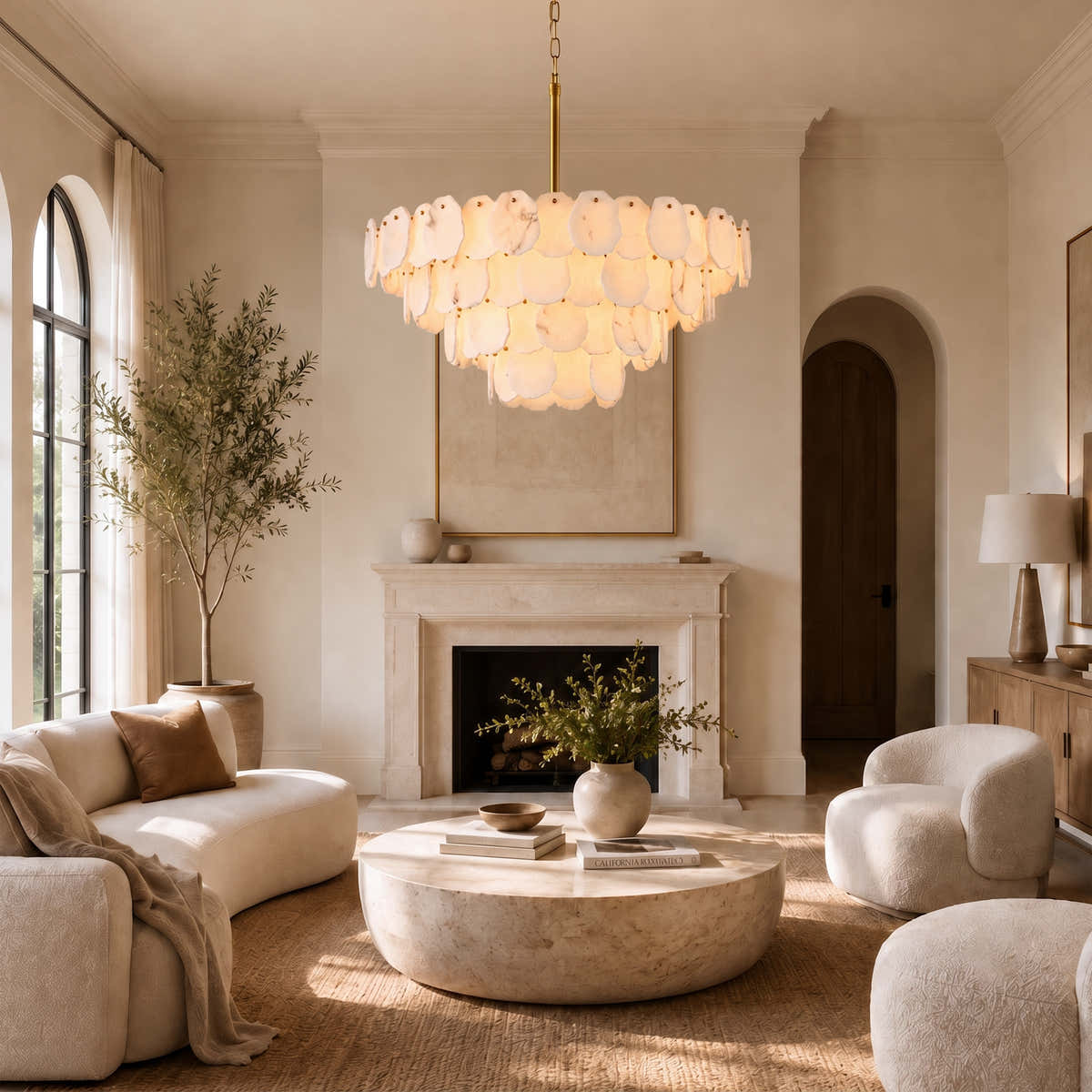Moira Alabaster Multi Tier Round Chandelier