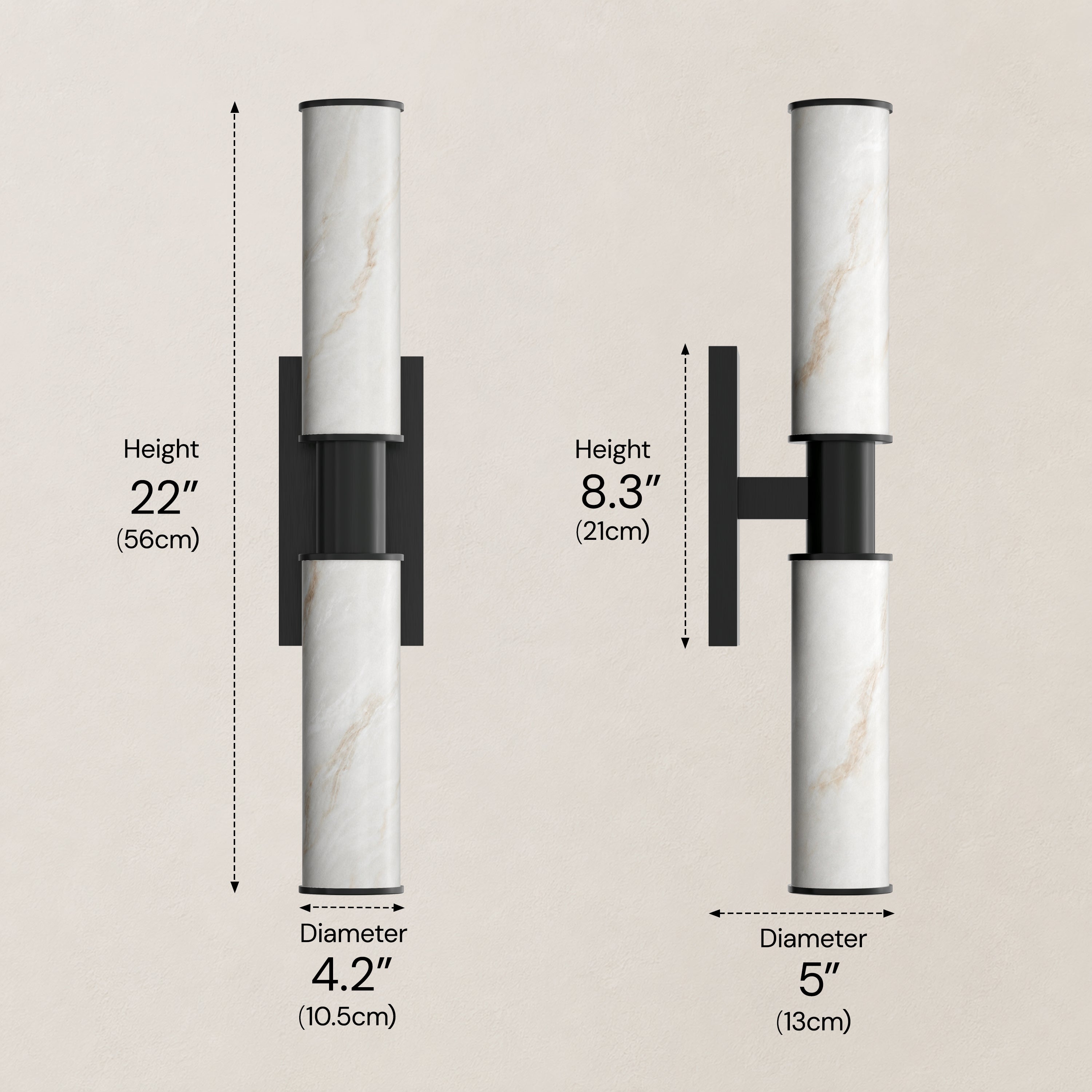 Nuvarelle Resin Double Cylinder Wall Sconce 15.8" 22"H 